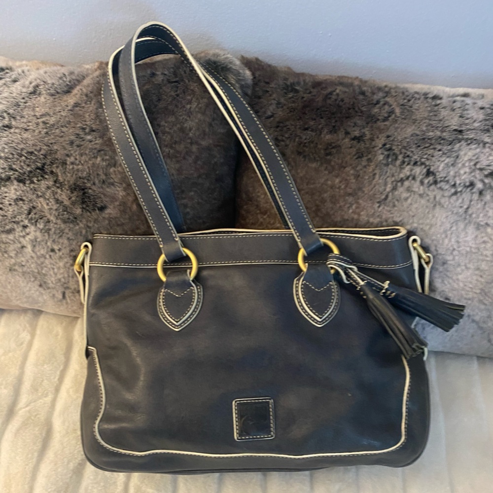 Dooney & Bourke Leather Shoulder Bag with Gold Accents